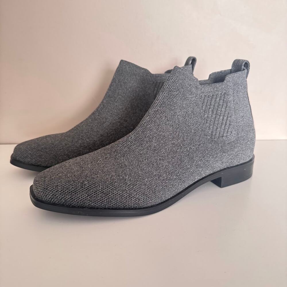 VIVAIA Ryan Pro Square Toe Ankle Boots Gray Knit Comfort Chelsea 39.5 us 8.5